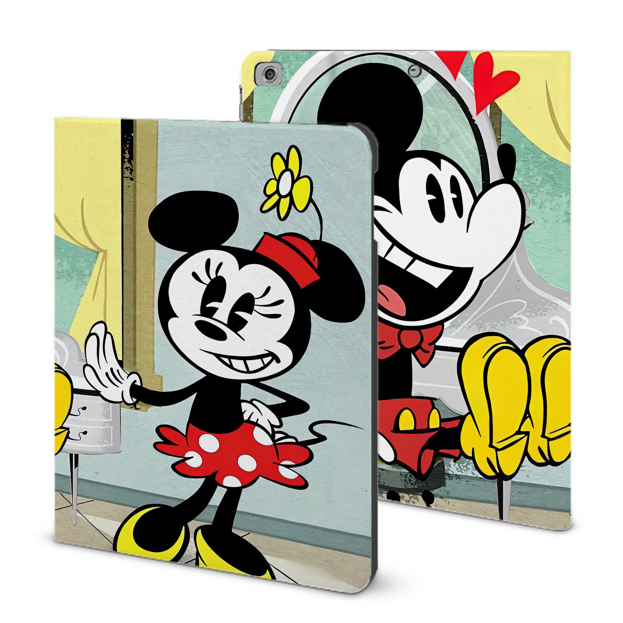 （画像用） ミッキーマウス Mickey Mouse IPad ケース ブック型 PUレザー TPU 耐衝撃 軽量 薄型 ペン収納なし 全面保護 IPad 各モデル対応